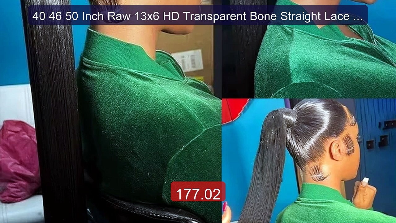 40 46 50 Inch Raw 13x6 HD Transparent Bone Straight Lace Fron ...