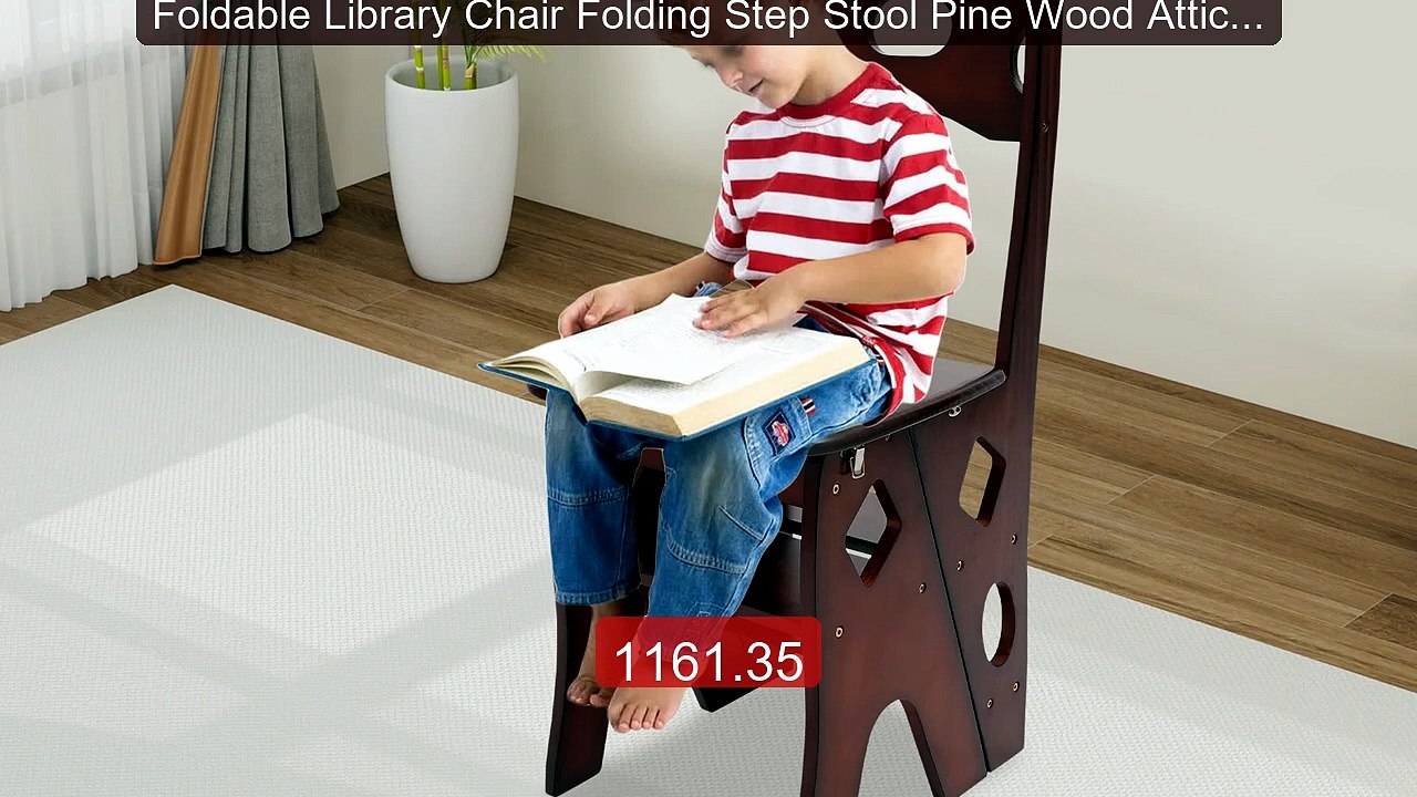 Foldable Library Chair Folding Step Stool Pine Wood Attic Sta... -- Amazing Value 2026 | Must Have!