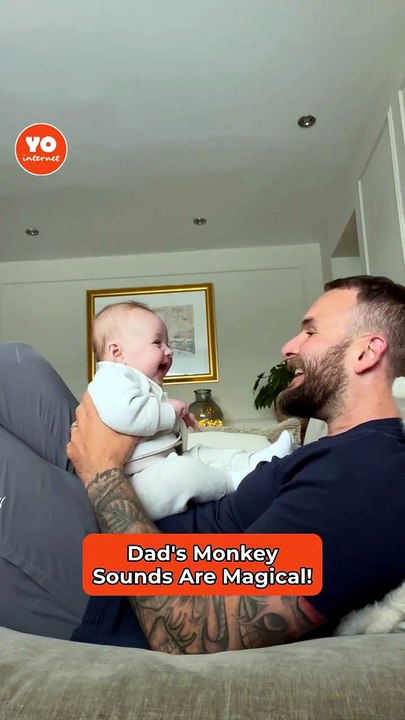 Dad's Hilarious Monkey Sounds Spark Baby's First Big Laugh