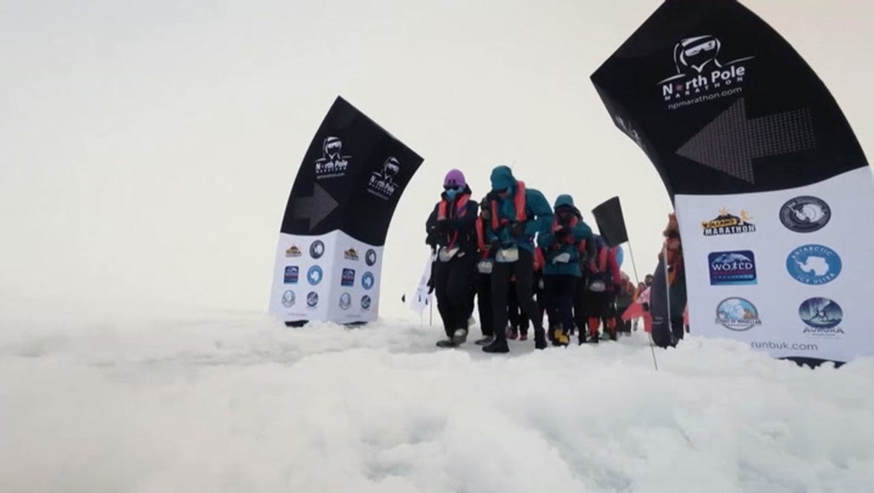 North Pole marathon runners race over drifting sea ice in ‘coolest race ever’