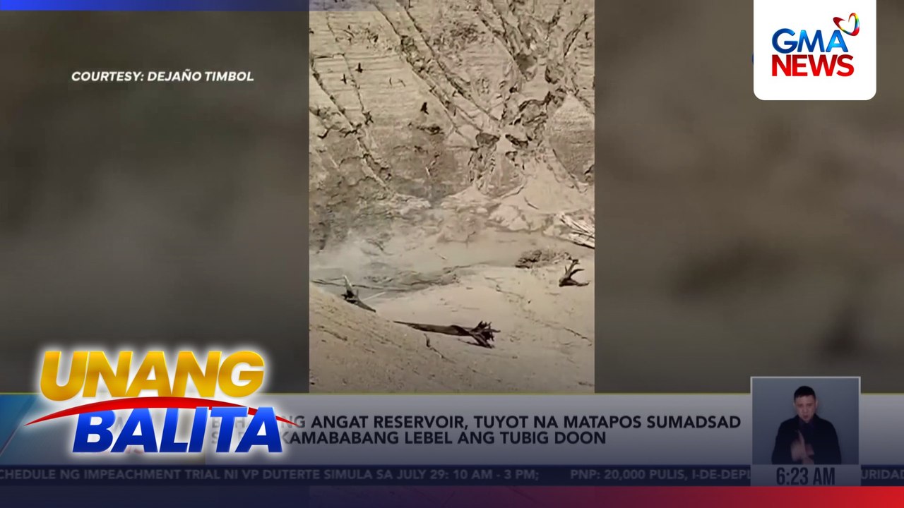 Bahagi ng Angat reservoir, tuyot na matapos sumadsad sa pinakamababang lebel ang tubig doon | Unang Balita
