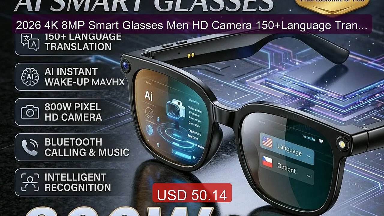 2026 4K 8MP Smart Glasses Men HD Camera 150+Language Translati... -- Hot Deal 2026 | Limited Offer!