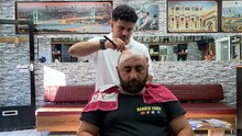 Barber razer head shave + clipper beard trim + soap head massage