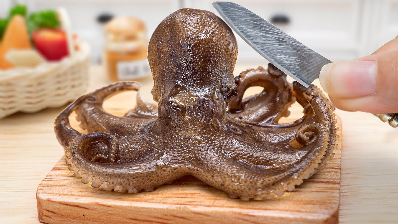 Tasty Spicy Fried Octopus Recipe Idea 🐙 Most Satisfying Miniature Seafood Cooking by Mini Yummy