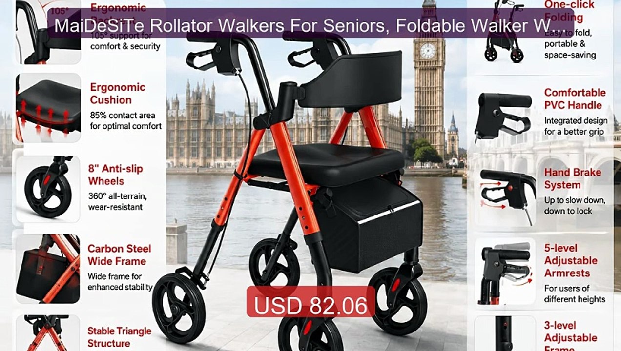 MaiDeSiTe Rollator Walkers For Seniors, Foldable Walker With S... -- Hot Deal 2026 | Limited Offer!