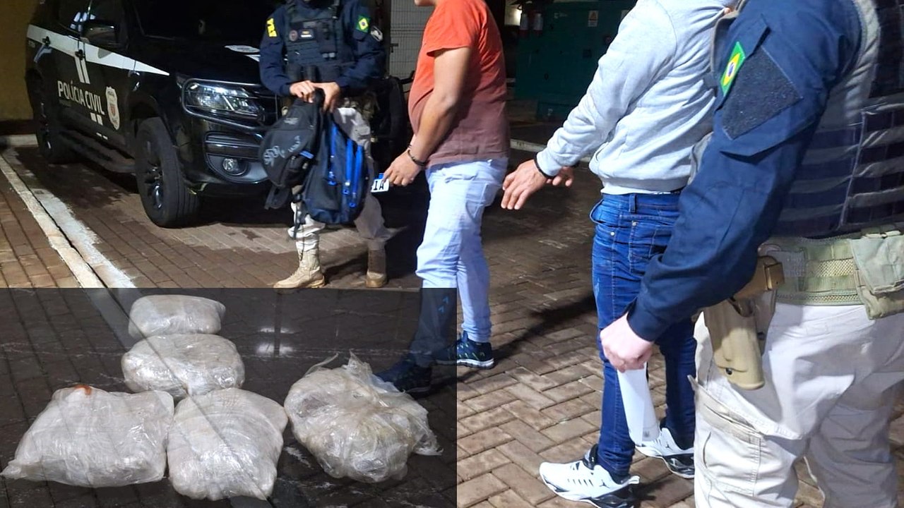 PRF apreende mais de 1,4 kg de skunk com passageiros de carro de aplicativo na BR-277