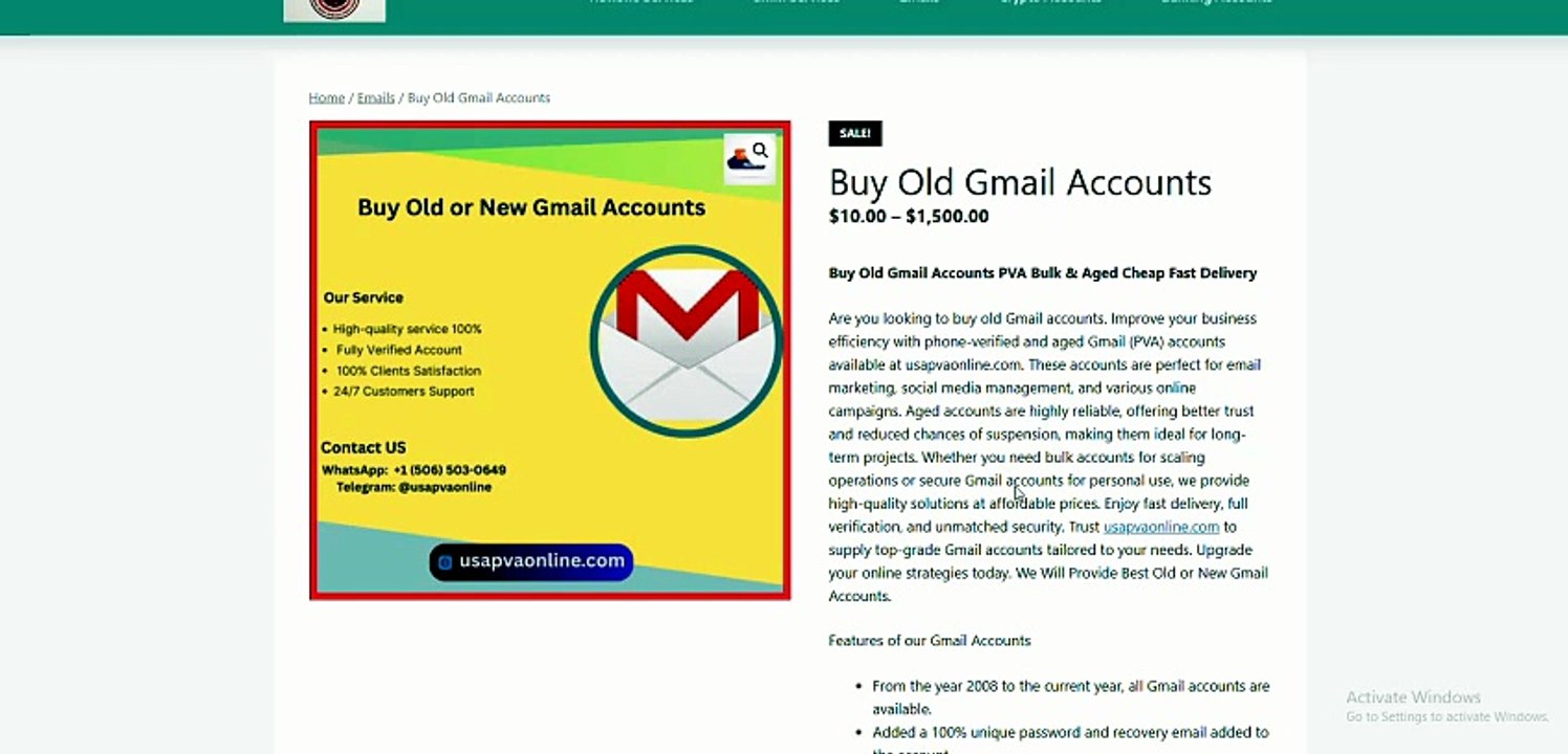 Buy /Purchase Old or New Gmail 2FA Add Aged Gmail Email Accounts