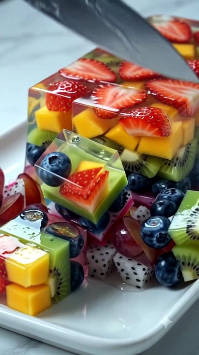 Rainbow Jelly Loaf Sliced into Perfect Cubes |...