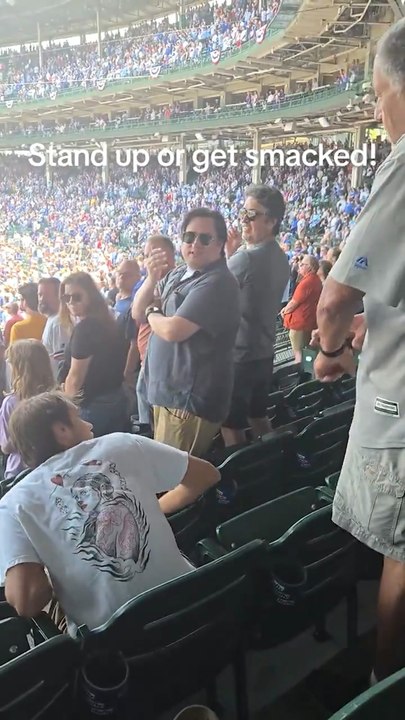 Older man slaps fan at Cubs game for not standing for national anthem in viral video