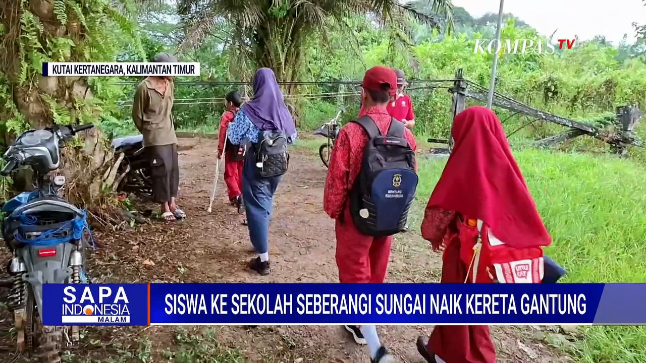 Tak Ada Jembatan, Siswa Desa Santan Ulu Kaltim Seberangi Sungai dengan Kereta Gantung