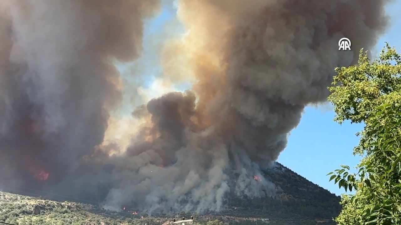Fethiye'de çıkan orman yangınına havadan ve karadan müdahale ediliyor