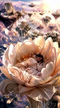 A Dream Hidden Inside a Giant Flower | AI Fantasy Art | | Magical Cinematic 4K
