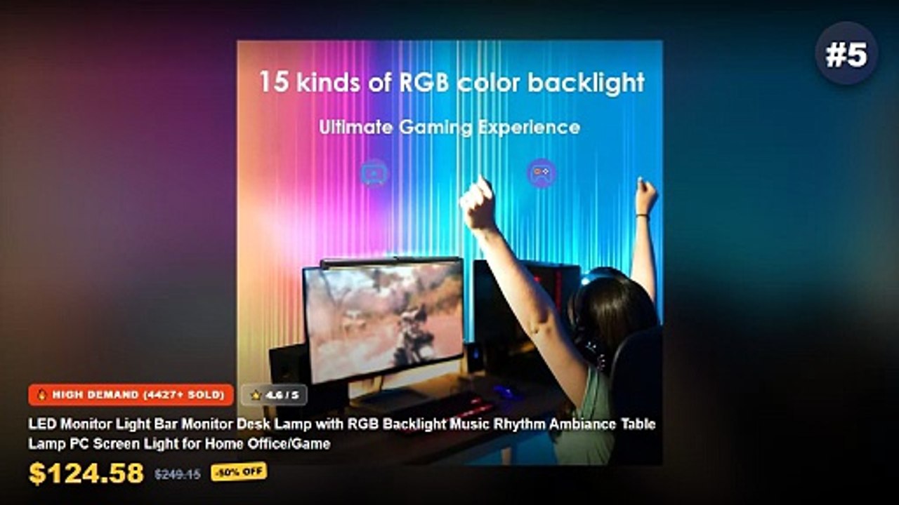 Monitor Light Bar For Home: Top 5 Best Sellers - LED Monitor Light Bar Monitor Desk Lamp with RGB Backlight Music Rhythm...