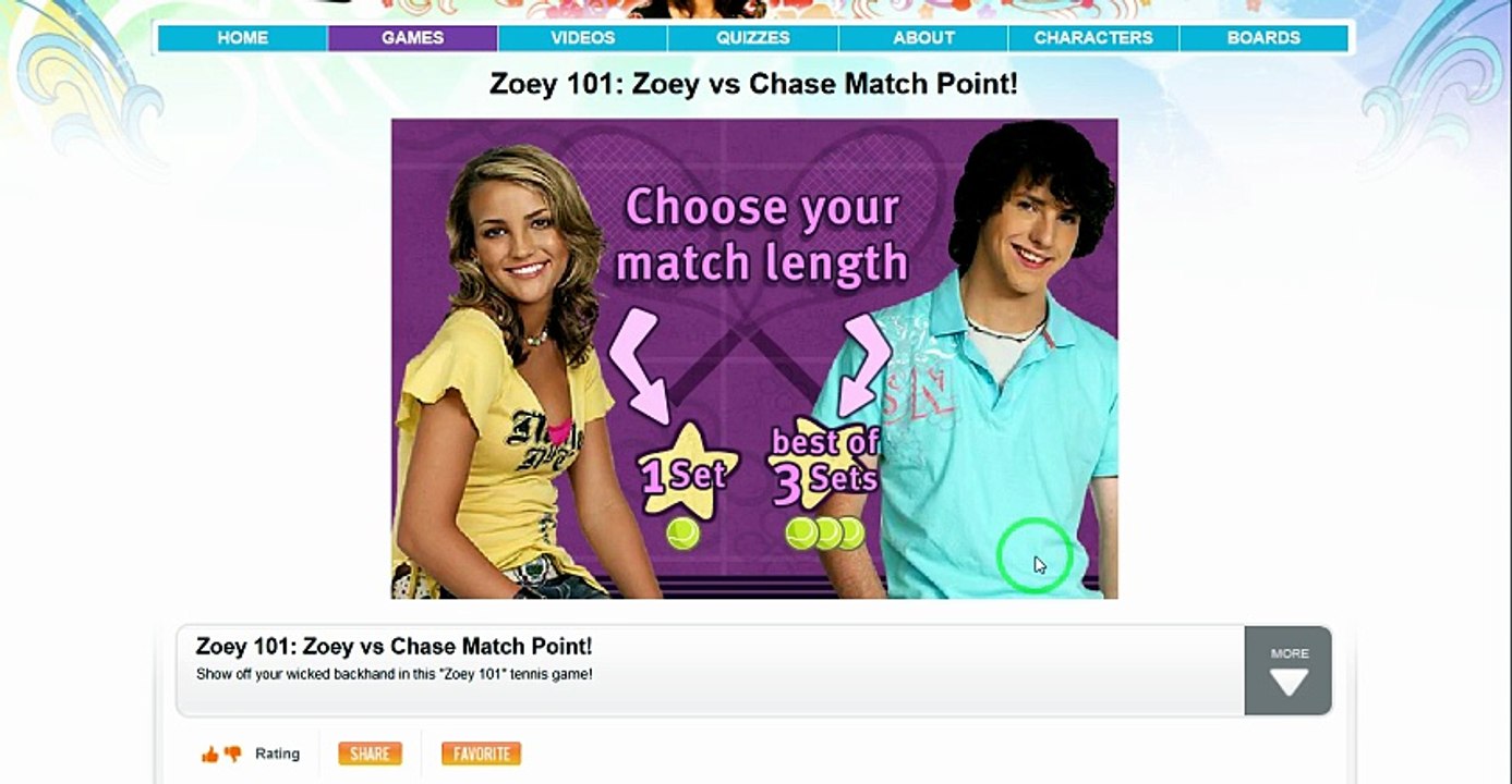 Zoey 101: Zoey vs. Chase Match Point Gameplay