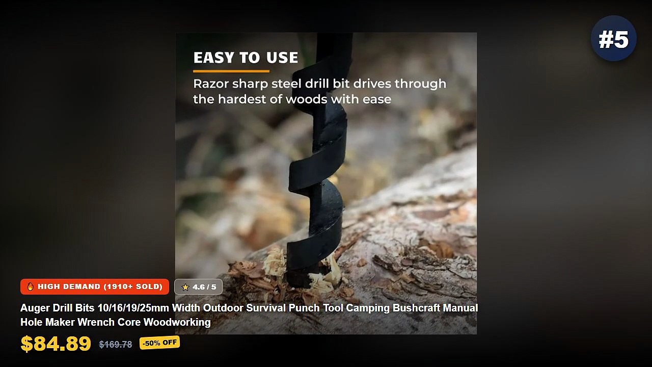 Top 5 Best Drill Bits For Outdoor (Must Have!) - Auger Drill Bits 10/16/19/25mm Width Outdoor Survival Punch Tool Campin...