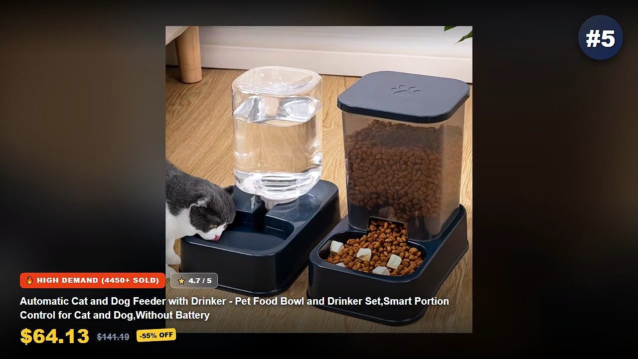 Smart Pet Feeder: Top 5 Best Sellers - Automatic Cat and Dog Feeder with Drinker Pet Food Bowl and Drinker Set,Smart Por...