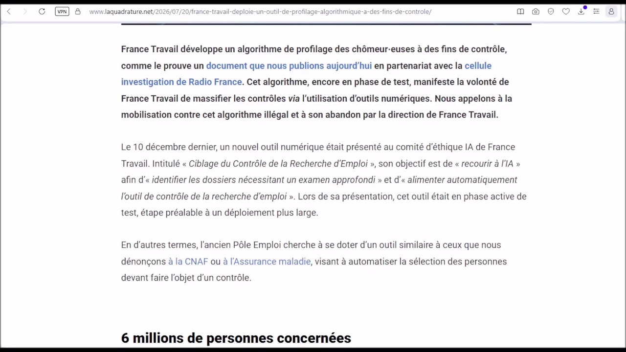France Travail déploie un outil de profilage algorithmique à des fins de contrôle