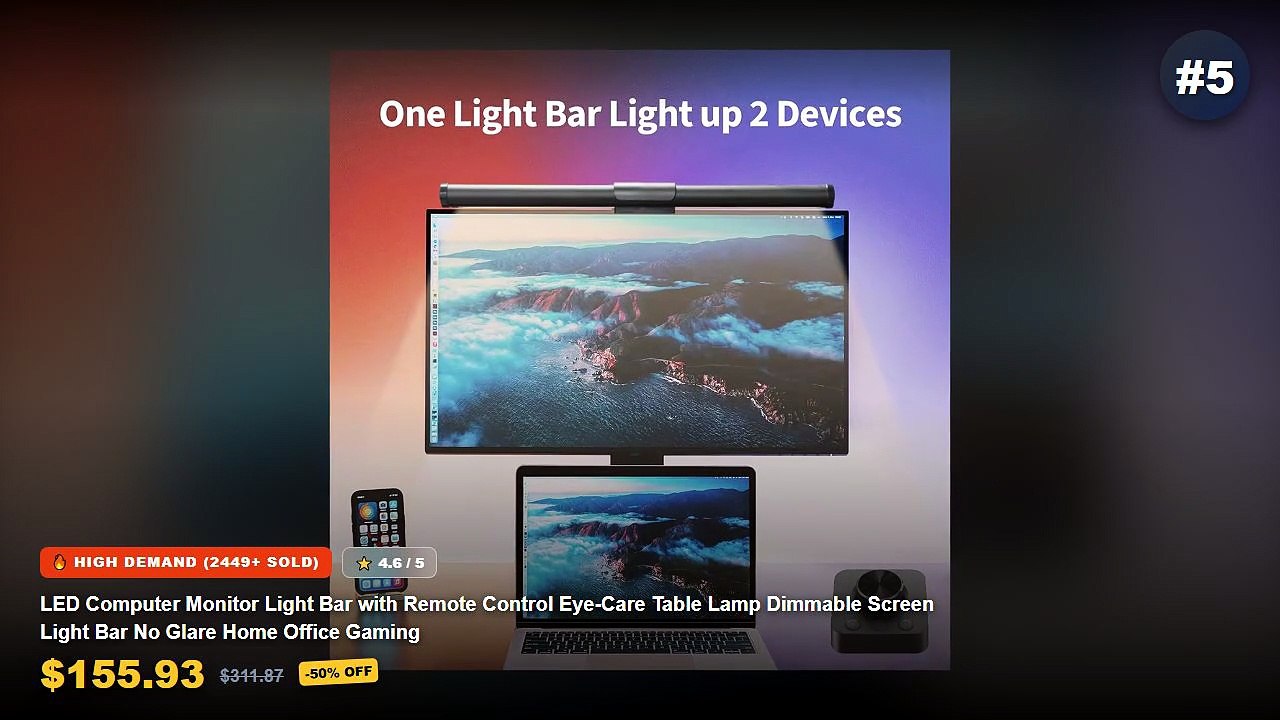 Top 5 Best Wireless Monitor Light Bar (Must Have!) - 30CM LED Desk Lamp Monitor Light Bar Eye Care Stepless Dimming Ligh...