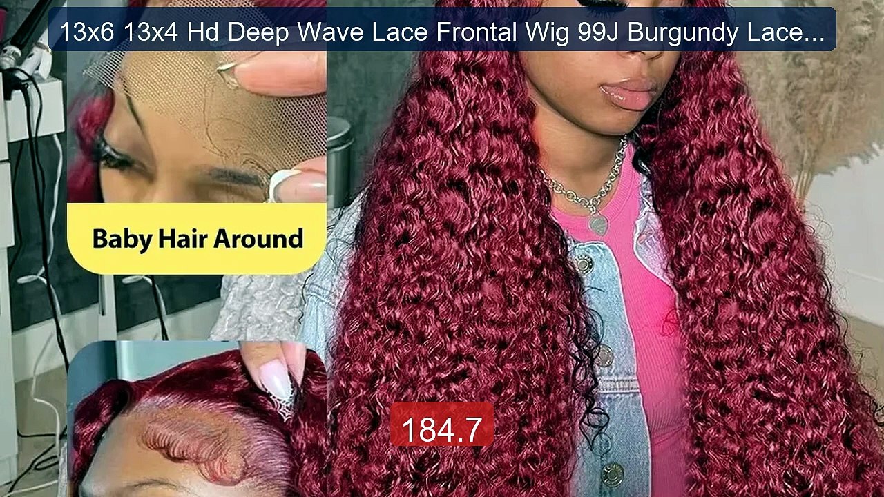 13x6 13x4 Hd Deep Wave Lace Frontal Wig 99J Burgundy Lace Front Hu... -- Best Deal 2026 | Shop Now!