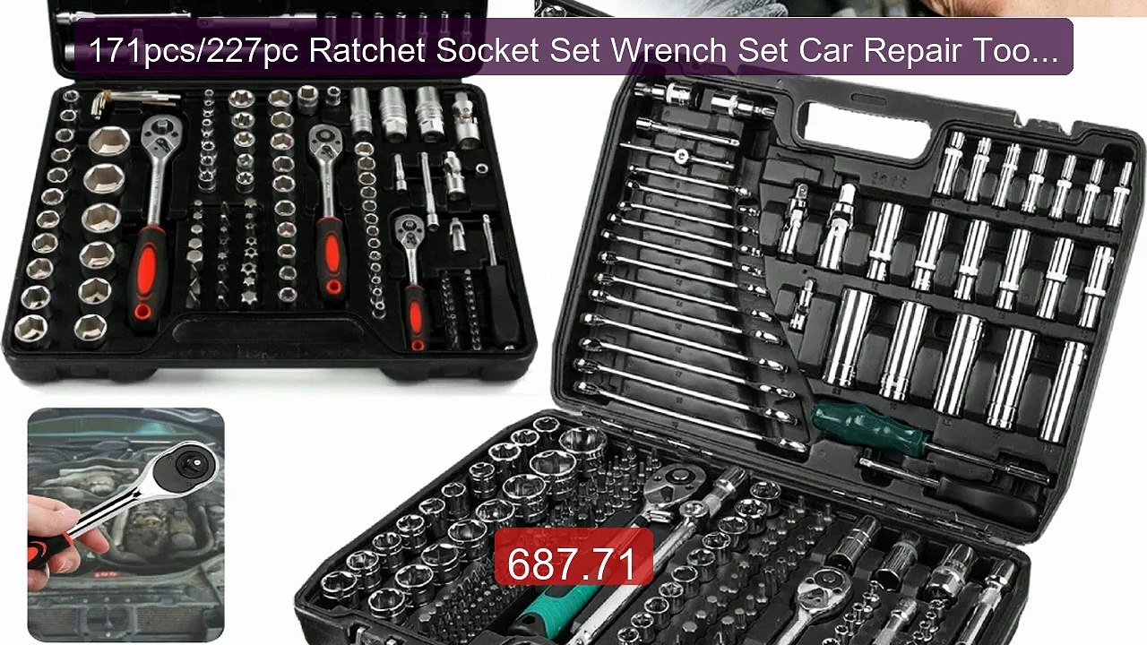 171pcs/227pc Ratchet Socket Set Wrench Set Car...