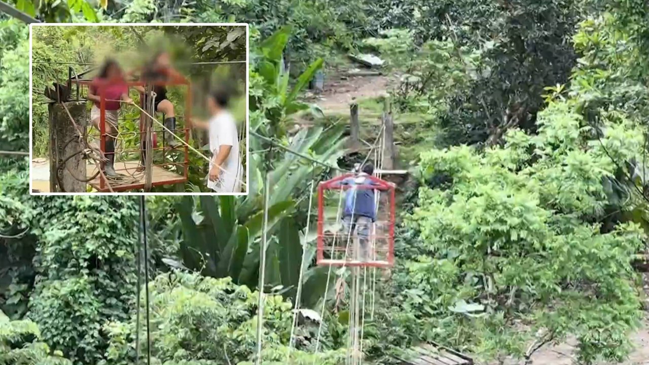VIDEO | El peligro que corren decenas de niños y adultos en una garrucha para cruzar un río en Dabeiba