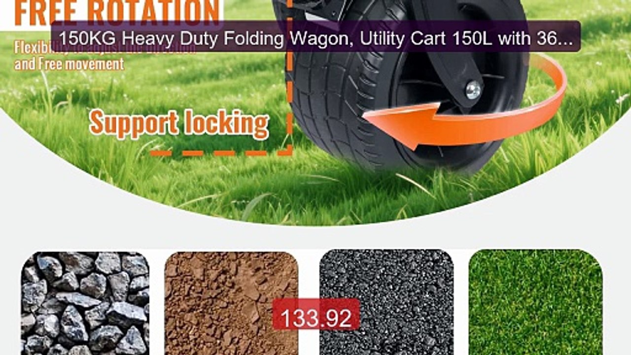 150KG Heavy Duty Folding Wagon, Utility Cart 150L with 360° Rotati... -- Best Deal 2026 | Shop Now!