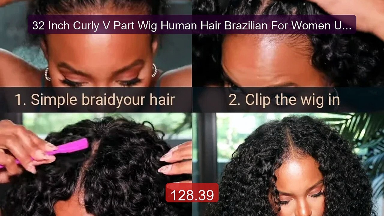32 Inch Curly V Part Wig Human Hair Brazilian For Women Upgra... -- Amazing Value 2026 | Must Have!