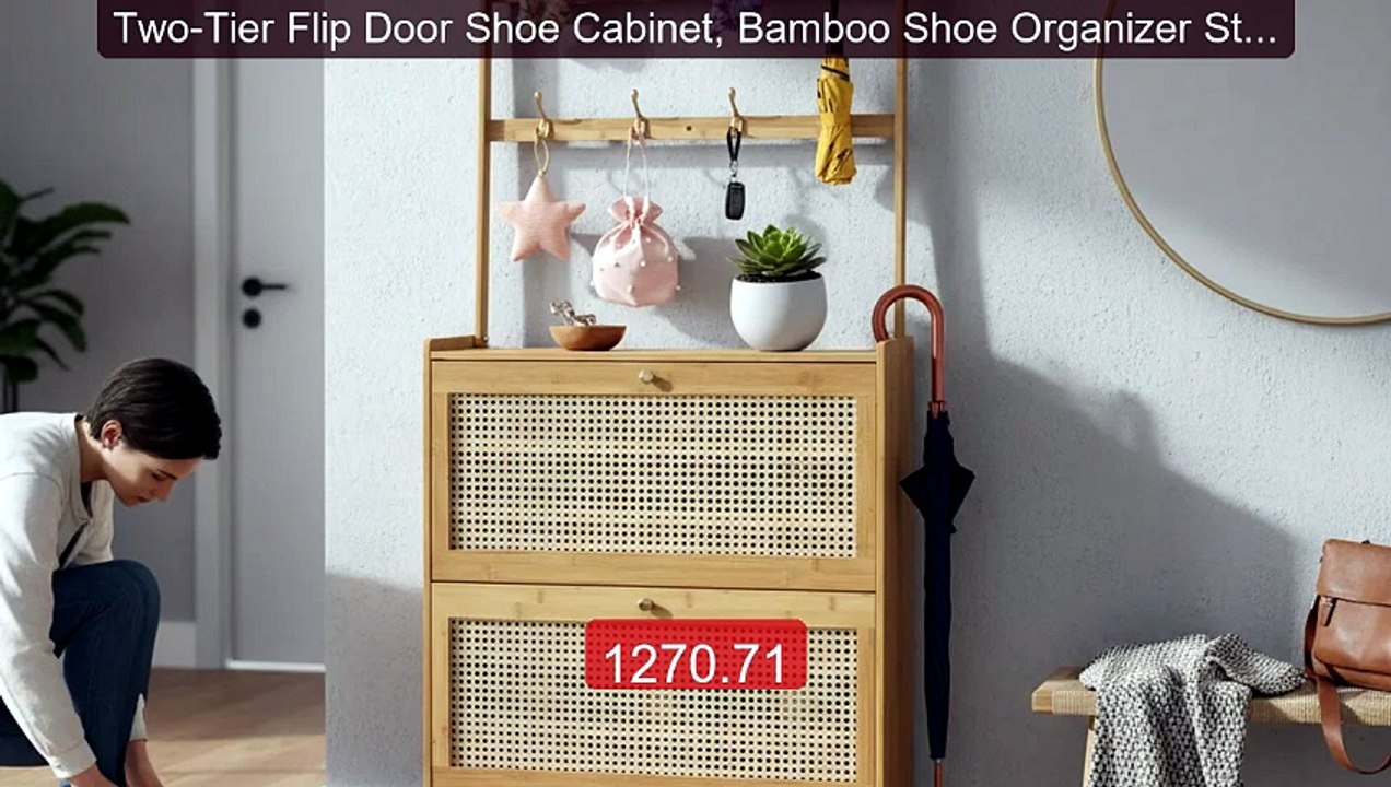 Two-Tier Flip Door Shoe Cabinet, Bamboo Shoe Organizer Storage wit... -- Best Deal 2026 | Shop Now!