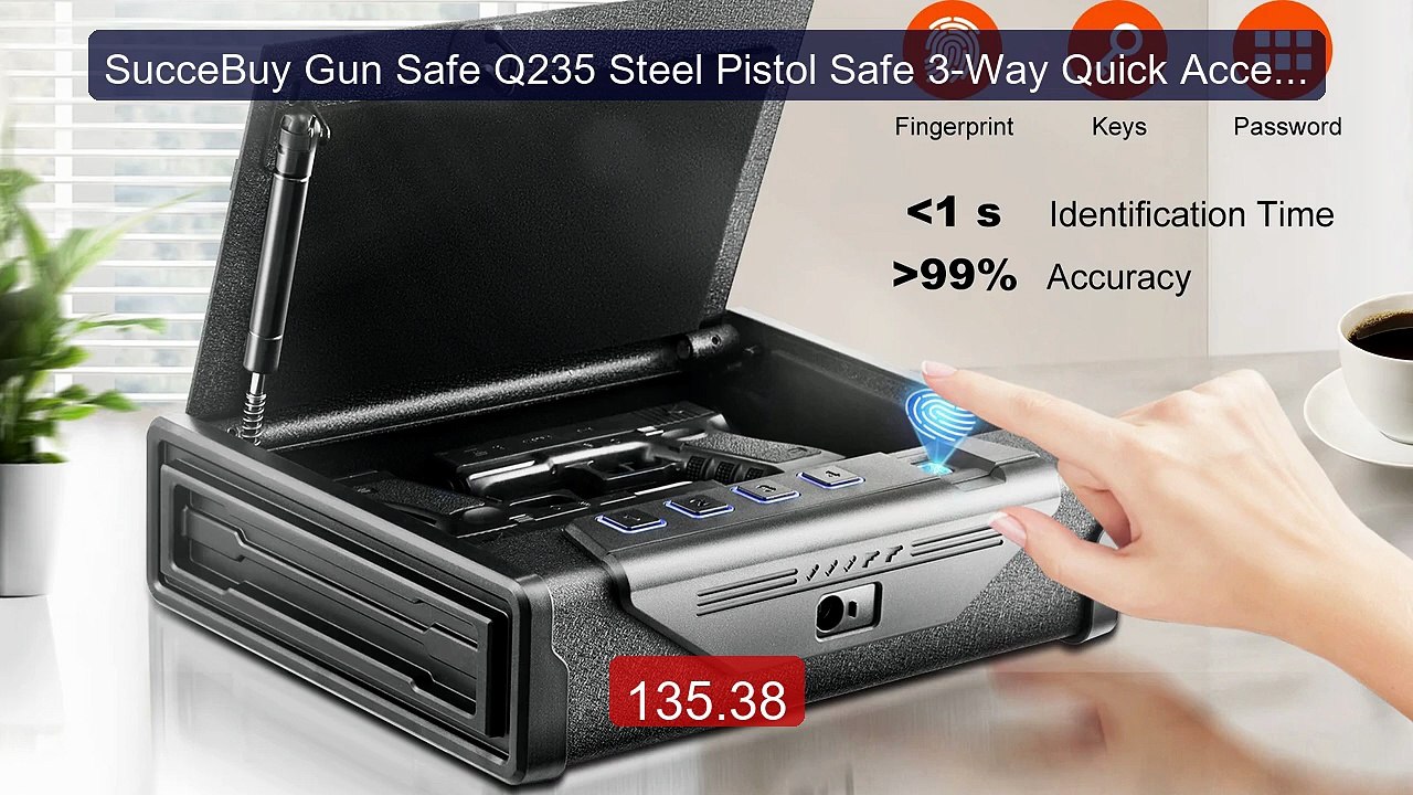 SucceBuy Gun Safe Q235 Steel Pistol Safe 3-Way Quick Access Fi... -- Best Buy 2026 | Great Quality!