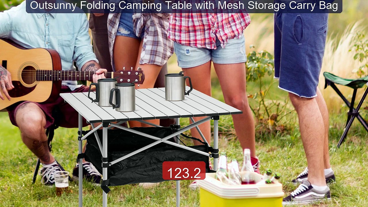 Outsunny Folding Camping Table with Mesh Storage Carry Bag -- Best Buy 2026 | Great Quality!