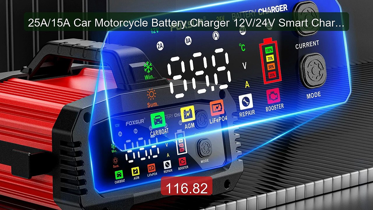 25A/15A Car Motorcycle Battery Charger 12V/24V Smart Charger Lithi... -- Best Deal 2026 | Shop Now!