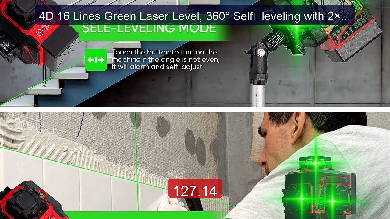 4D 16 Lines Green Laser Level, 360° Self‑leveling with 2×24... -- Top Pick 2026 | Unbeatable Price!