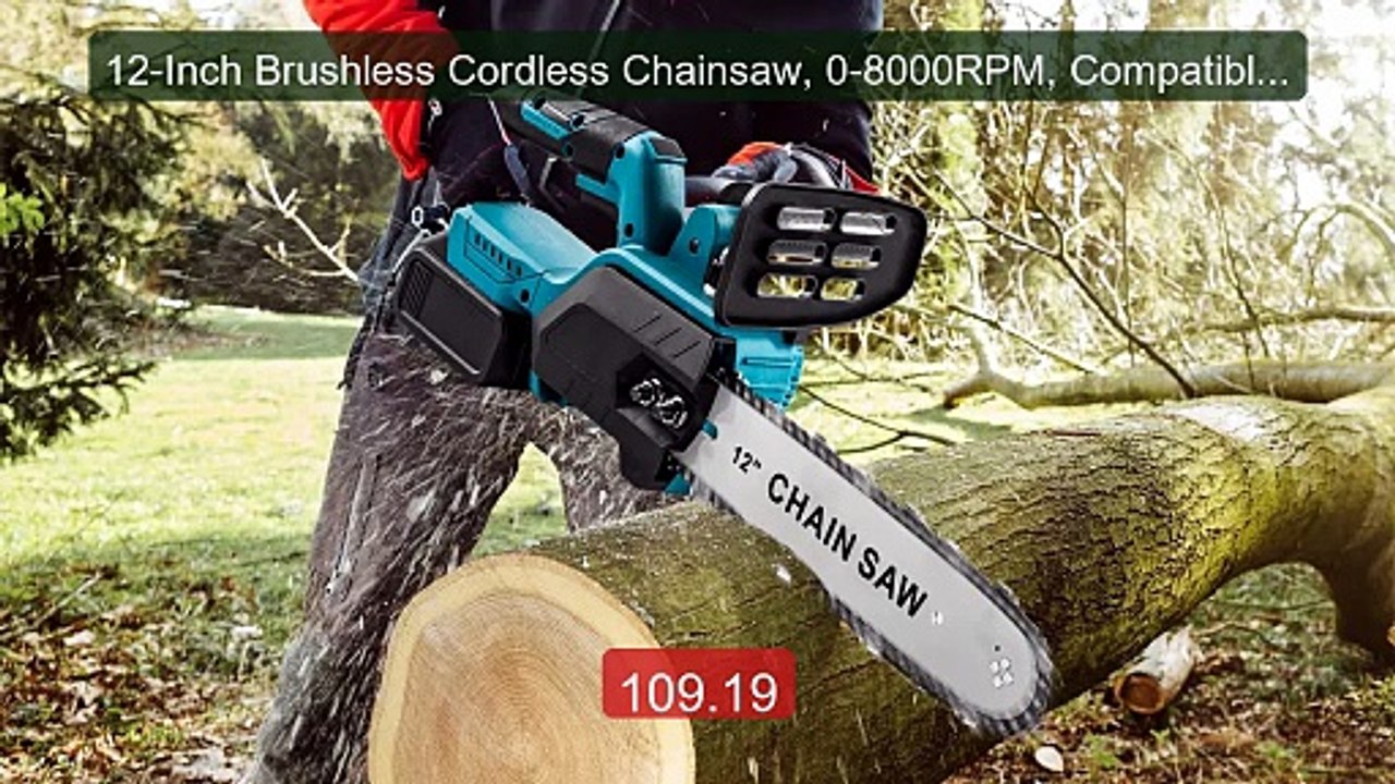 12-Inch Brushless Cordless Chainsaw, 0-8000RPM, Compatible wit... -- Hot Deal 2026 | Limited Offer!