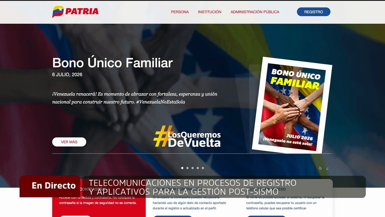 A través de la plataforma web del Sistema Patria podrá realizar los reportes de Contingencia 2026
