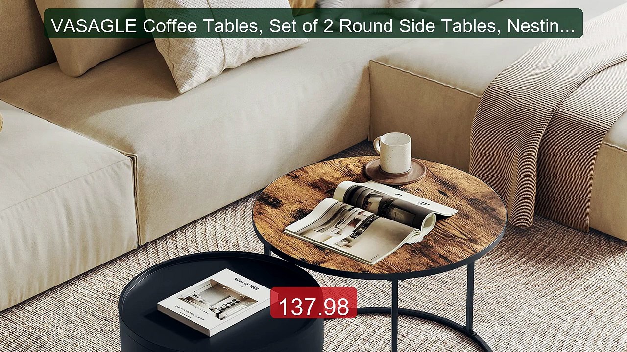 VASAGLE Coffee Tables, Set of 2 Round Side Tables, Nesting Tab... -- Best Buy 2026 | Great Quality!
