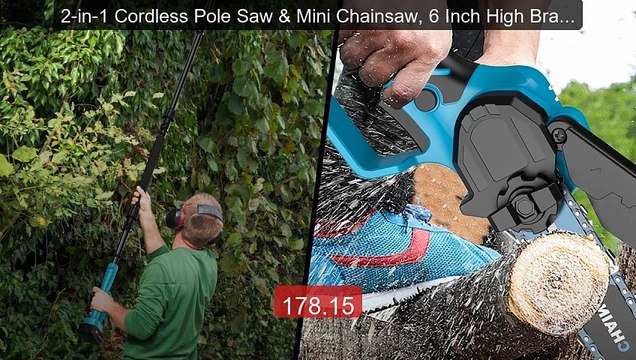 2-in-1 Cordless Pole Saw & Mini Chainsaw, 6 Inch High Branch S... Hot Deal 2026 | Limited Offer!