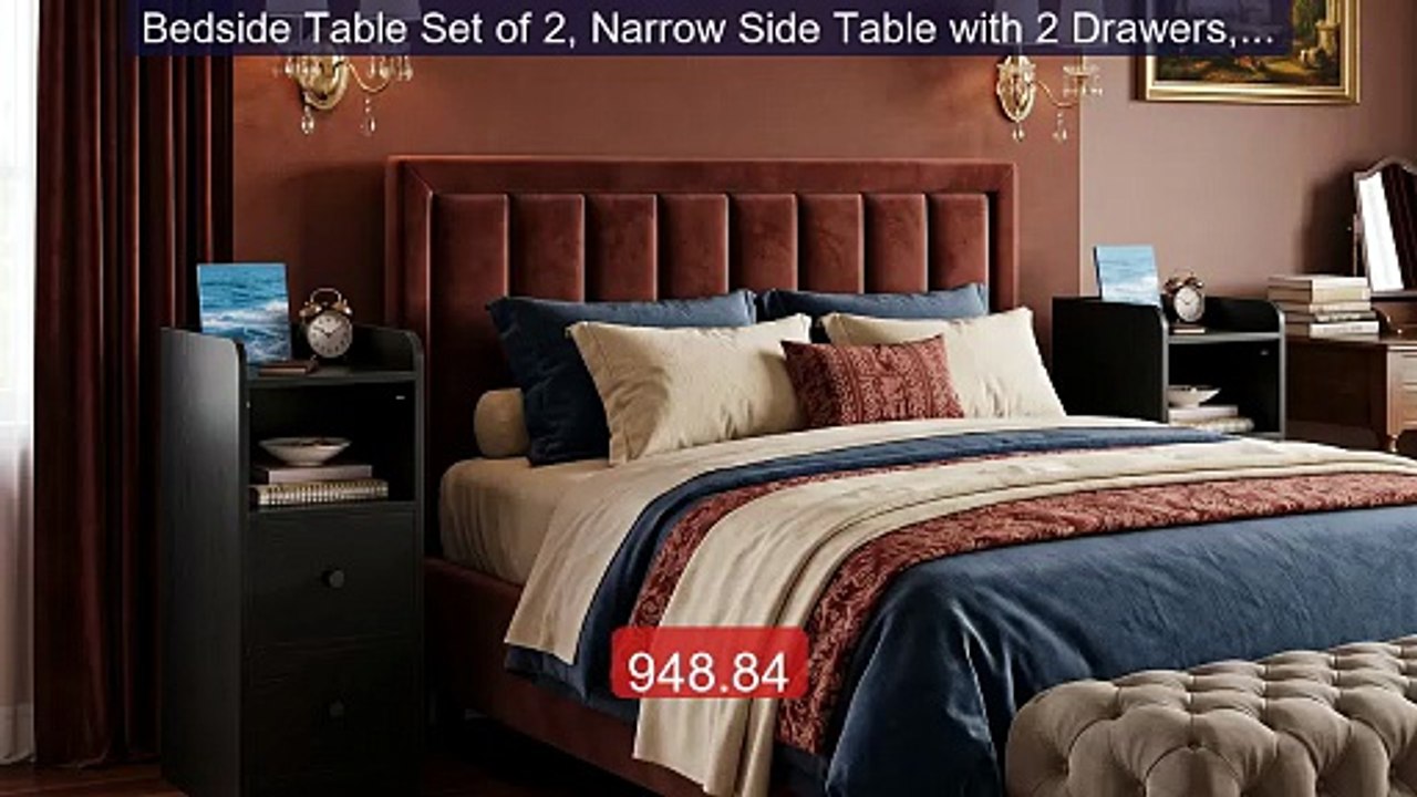 Bedside Table Set of 2, Narrow Side Table with 2 Drawers, with Ope... -- Best Deal 2026 | Shop Now!