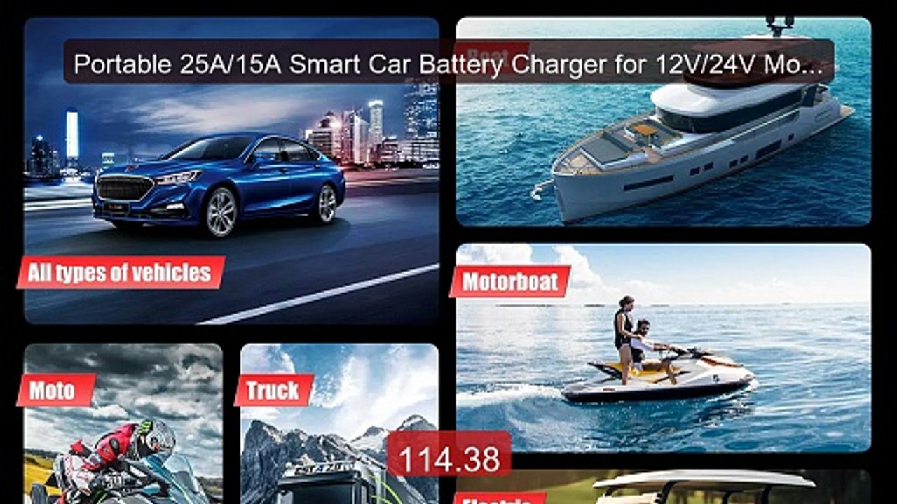 Portable 25A/15A Smart Car Battery Charger for 12V/24V Motorcycle L... -- Top Rated 2026 | Buy Now!