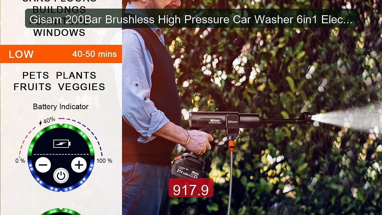 Gisam 200Bar Brushless High Pressure Car Washer 6in1 Electric Car ... -- Best Deal 2026 | Shop Now!
