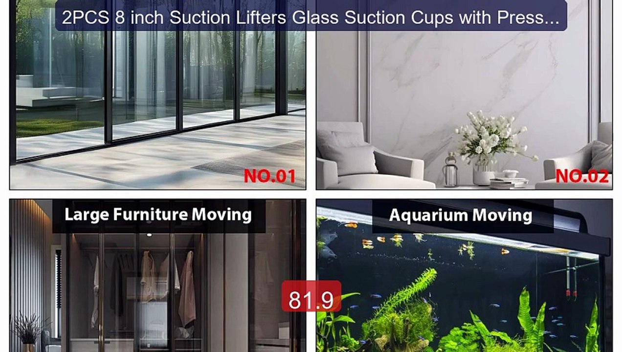 2PCS 8 inch Suction Lifters Glass Suction Cups with Pressur... -- Top Pick 2026 | Unbeatable Price!