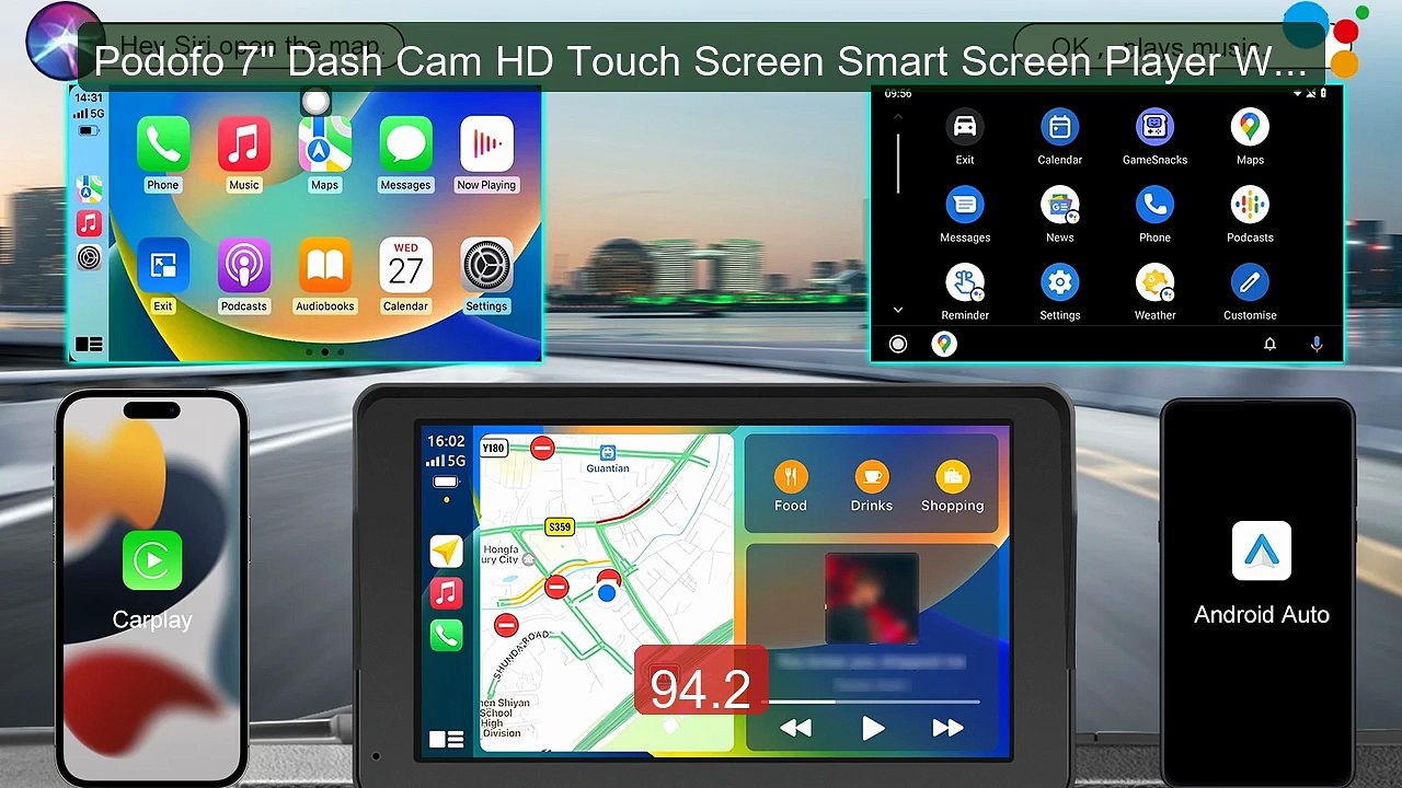 Podofo 7'' Dash Cam HD Touch Screen Smart Screen Player Wir... -- Top Pick 2026 | Unbeatable Price!