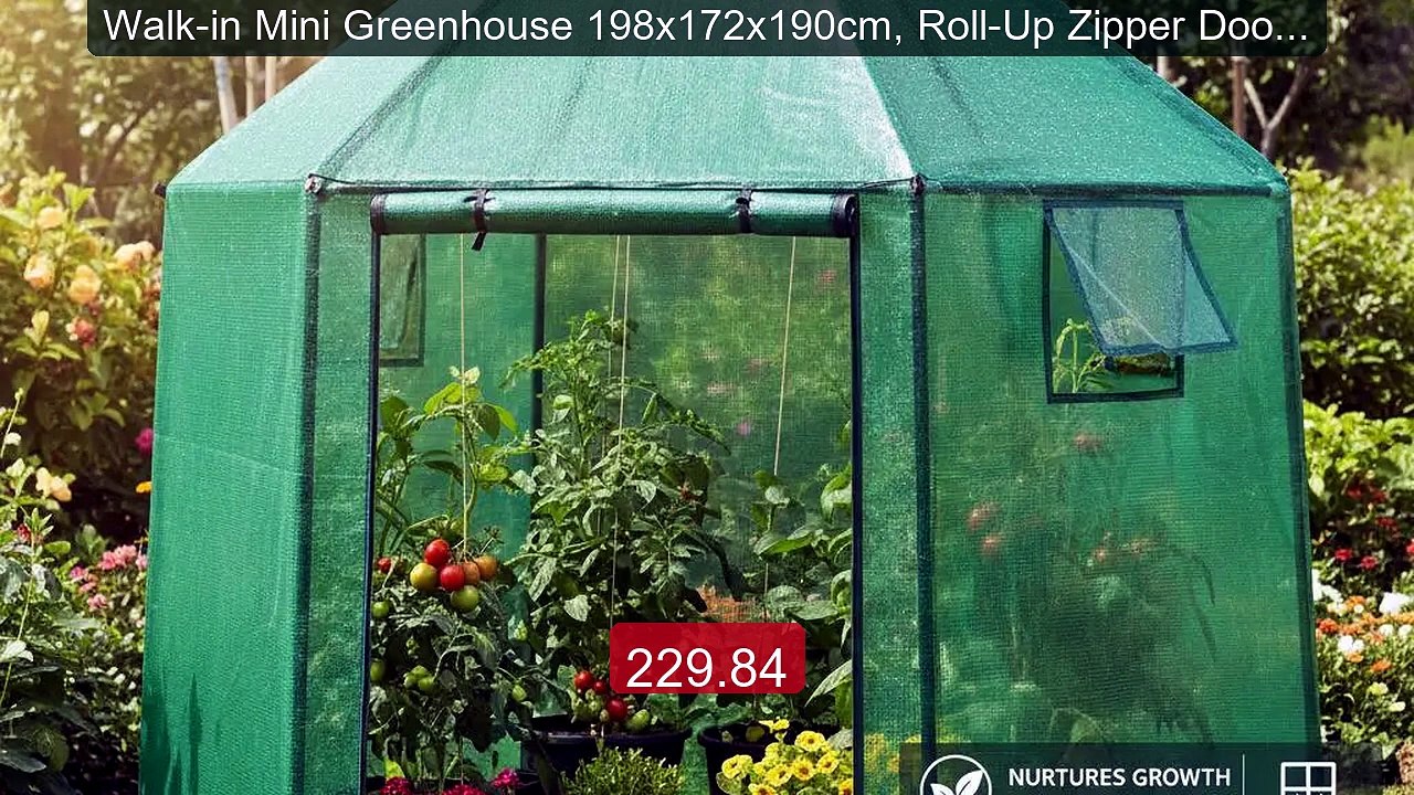 Walk-in Mini Greenhouse 198x172x190cm, Roll-Up Zipper Door Double M... -- Top Rated 2026 | Buy Now!