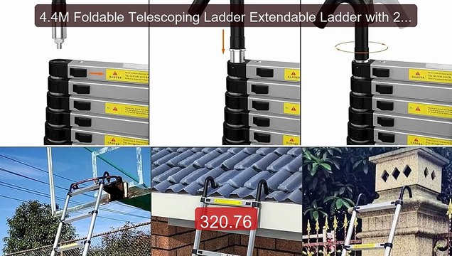 4.4M Foldable Telescoping Ladder Extendable Ladder with 2 Deta... Best Buy 2026 | Great Quality!