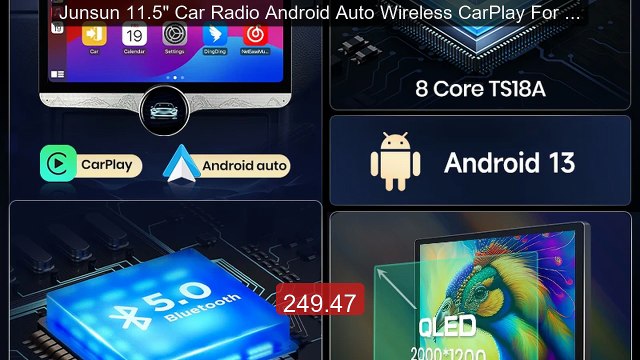 Junsun 11.5 Car Radio Android Auto Wireless CarPlay For Pe... Top Pick 2026 | Unbeatable Price!