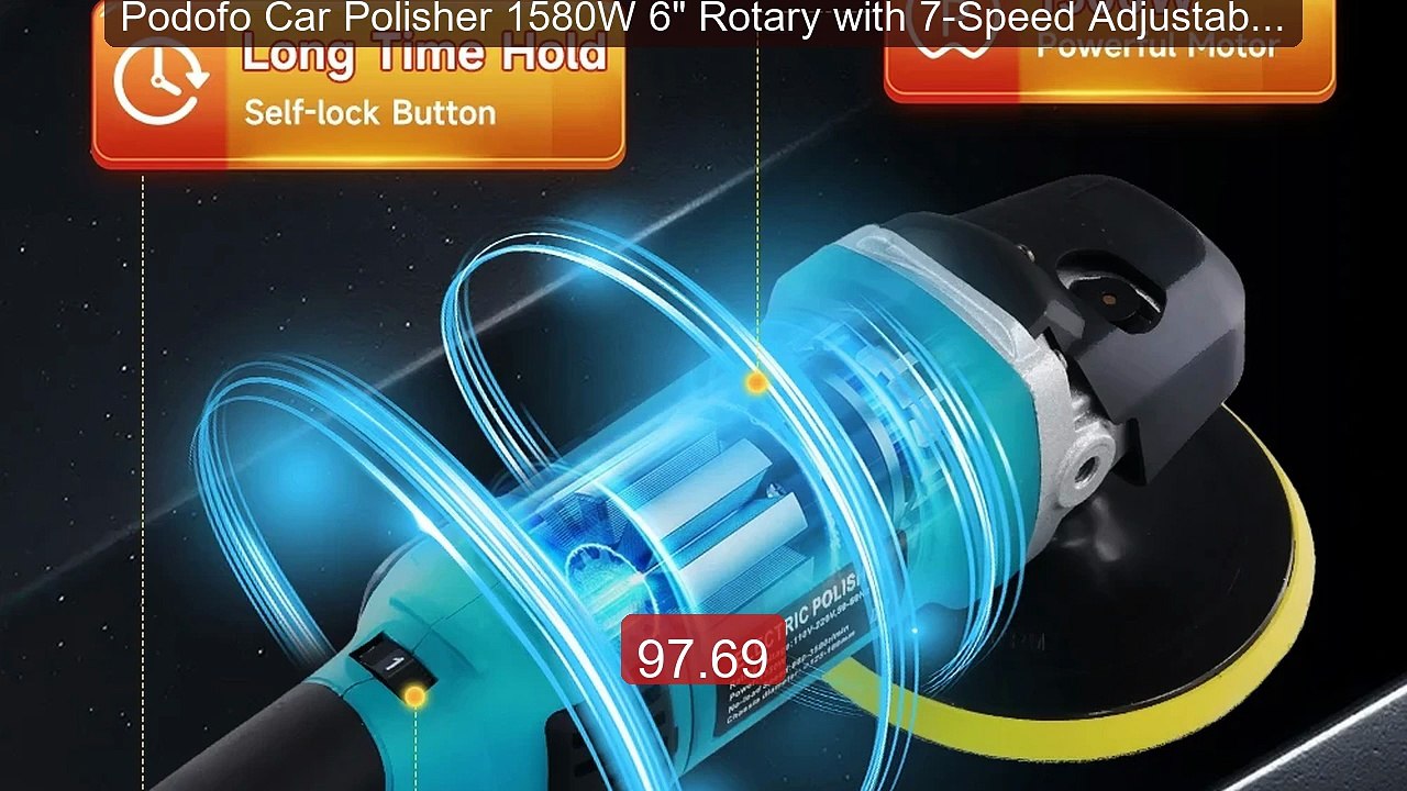 Podofo Car Polisher 1580W 6" Rotary with 7-Speed Adjustable 55... -- Best Buy 2026 | Great Quality!