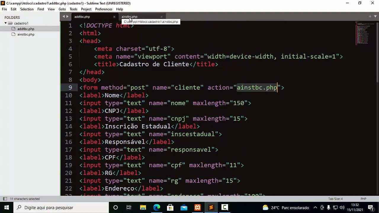 Aula 03 _ Cadastro de Cliente com PHP e MySQL_ Criando o Banco de Dados e a Tabela
