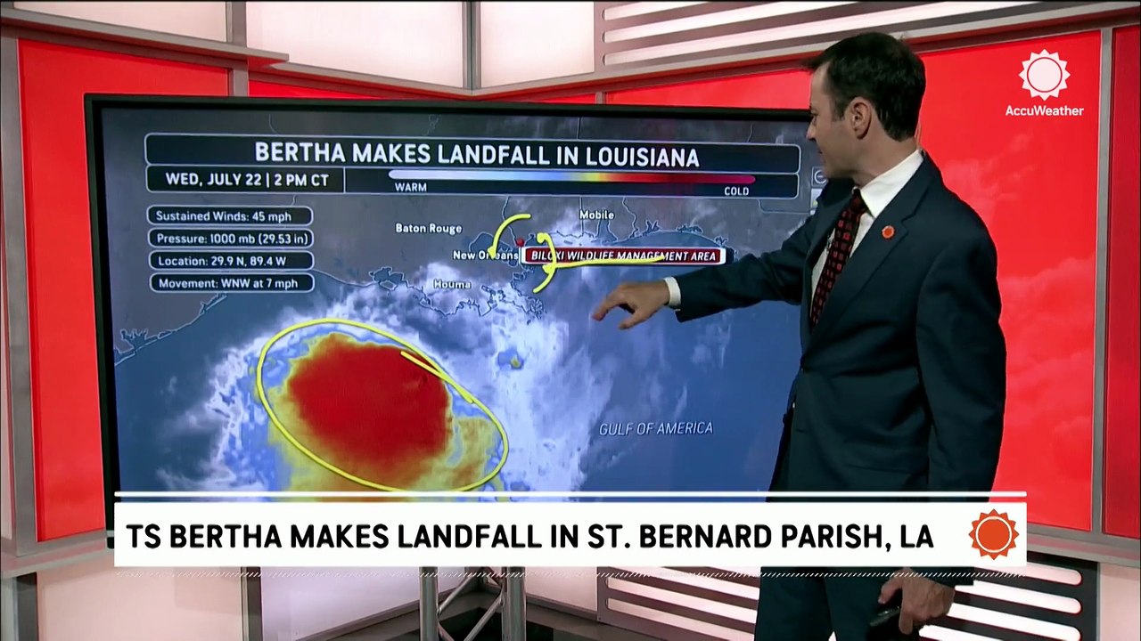 Tropical Storm Bertha moving west after Louisiana landfall