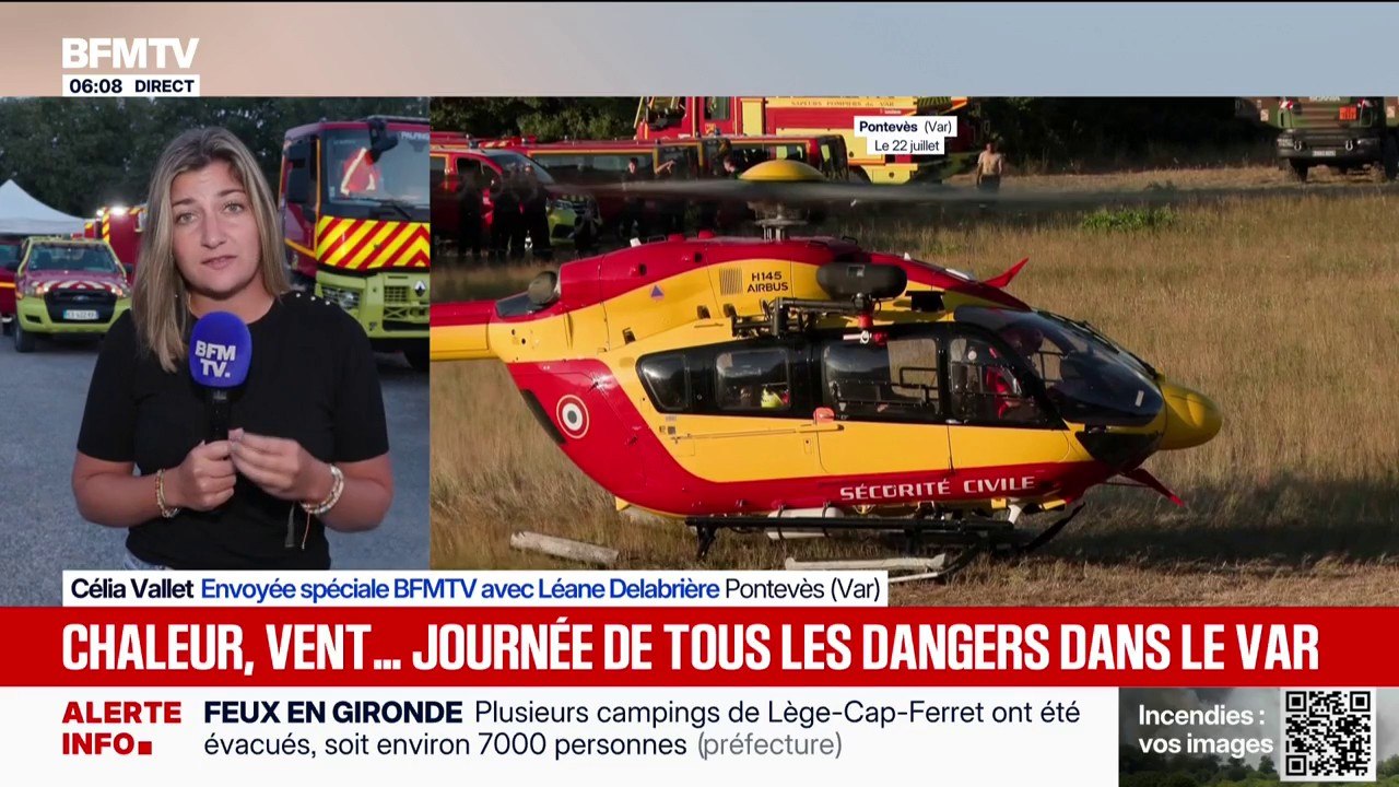 Incendie dans le Var: une journée à haut risque pour les pompiers alors que le feu est toujours actif
