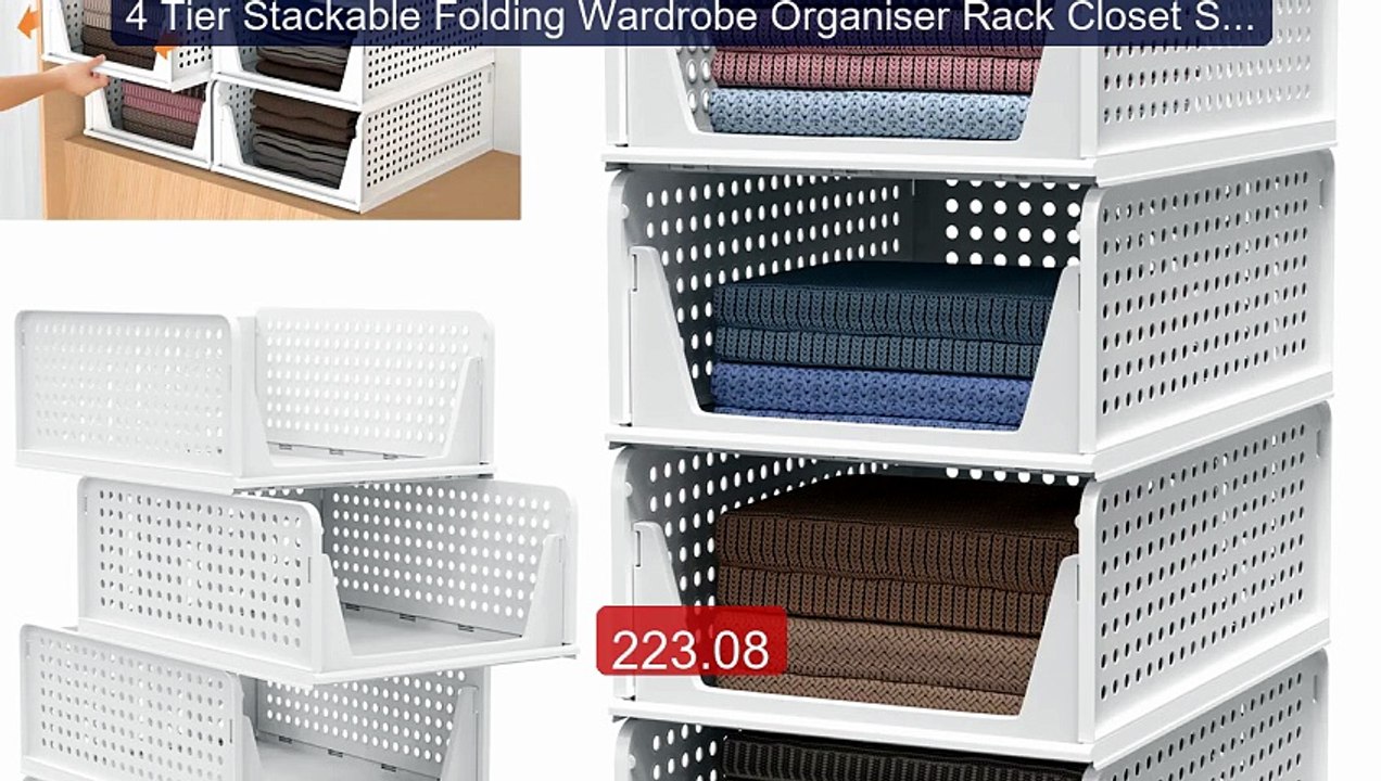 4 Tier Stackable Folding Wardrobe Organiser Rack Closet Storag... -- Best Buy 2026 | Great Quality!