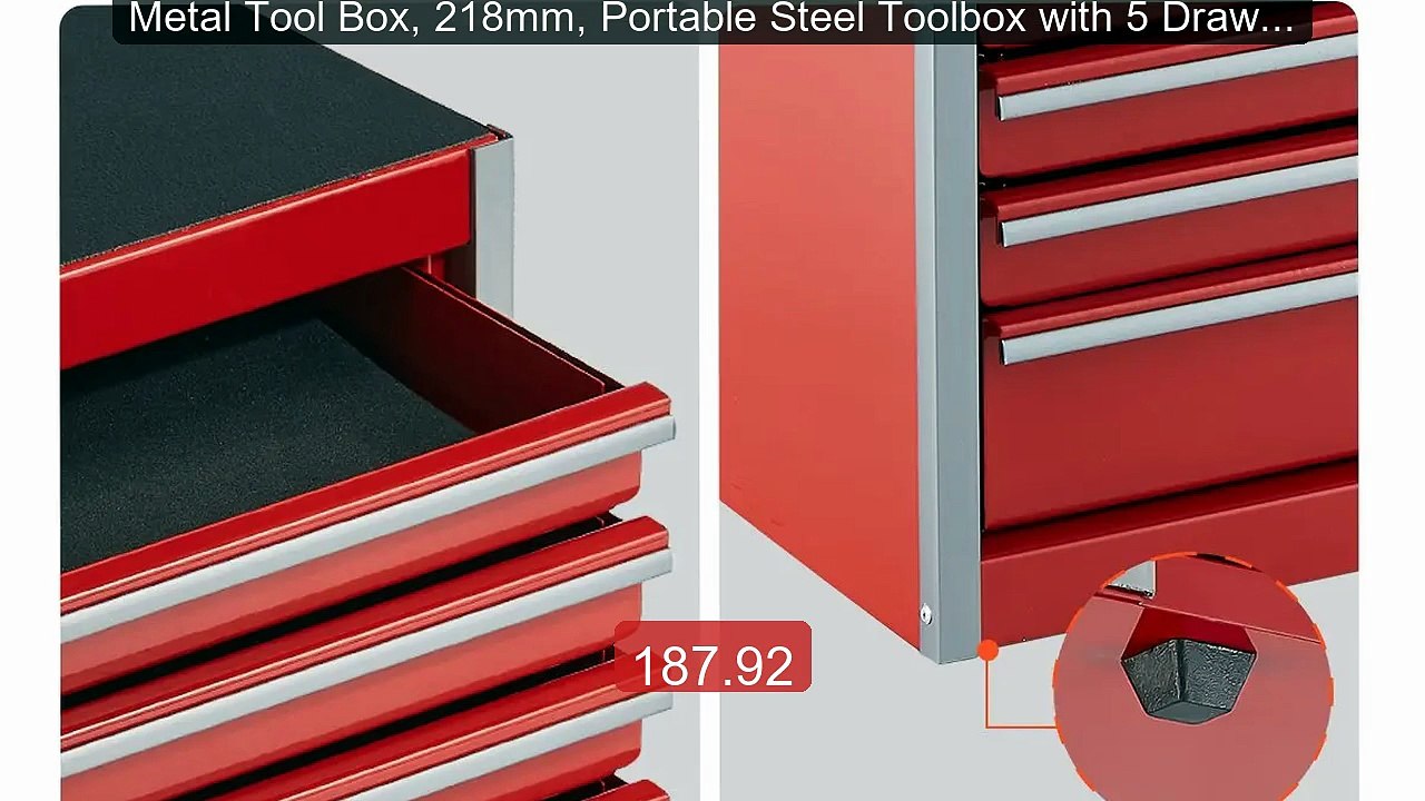 Metal Tool Box, 218mm, Portable Steel Toolbox with 5 Drawers, ... -- Best Buy 2026 | Great Quality!
